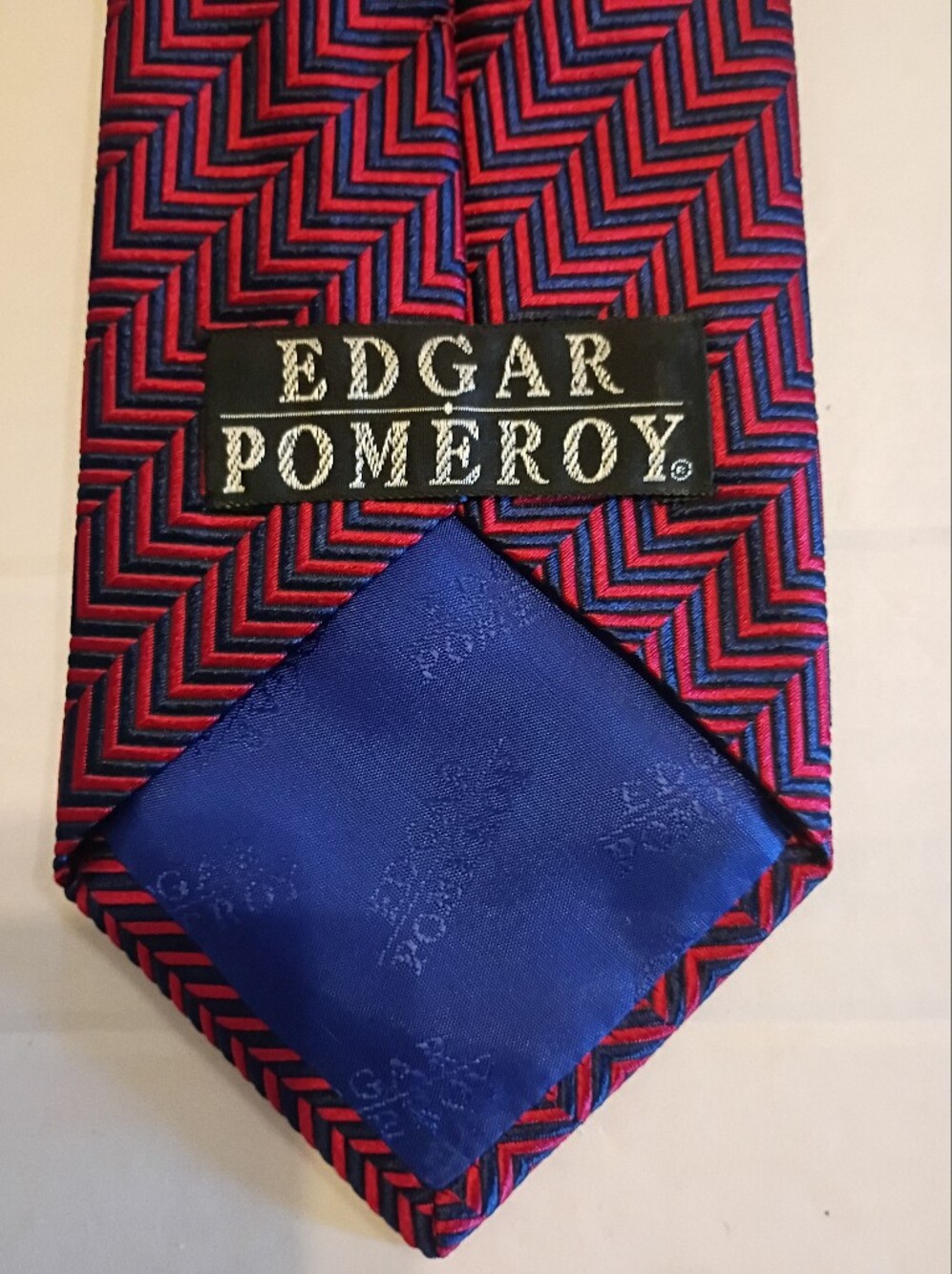 Edgar‎ Pomeroy Red and Blue  Silk Tie Made In England